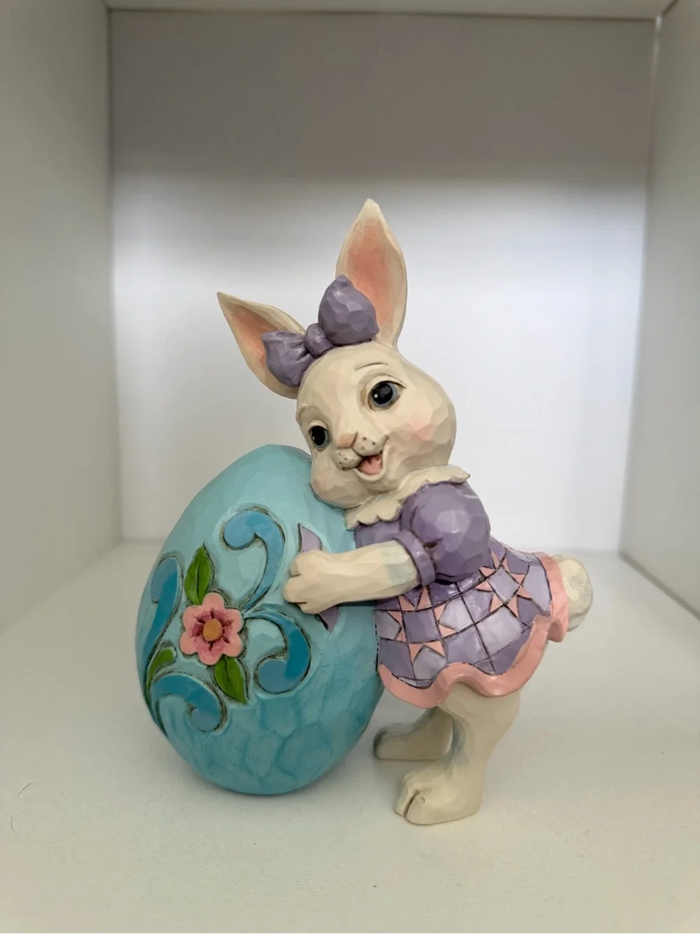 Jim Shore Heartwood Creek Pint Size Girl Bunny with Easter Egg Figurine